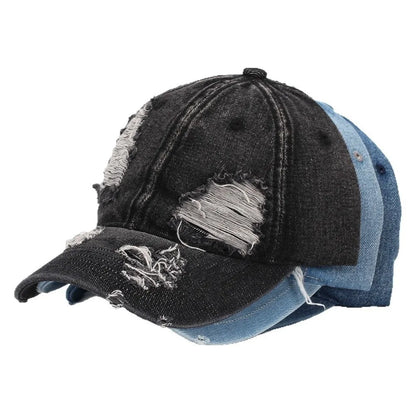 Retro Ripped Washed Denim Baseball Cap