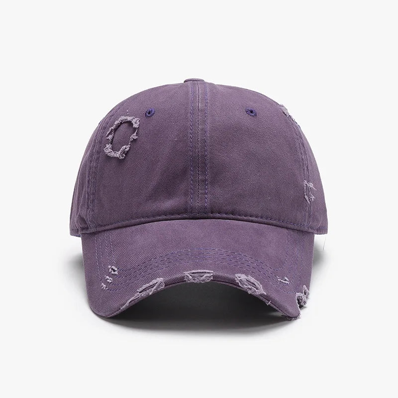 New Beige Plain Distressed Soft-Top Washed Baseball Cap