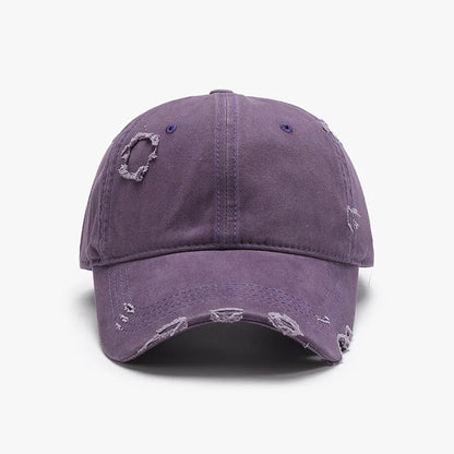 New Beige Plain Distressed Soft-Top Washed Baseball Cap