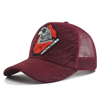 Breathable  Baseball Cap With Eagle Embroidery, Personalized Design, Unisex, Suitable For Daily Casual Outdoor Use, Sunshade Mesh Cap