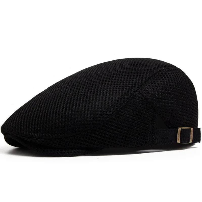 Men Summer Hollow Mesh Beret Breathable Vintage Forward Cap
