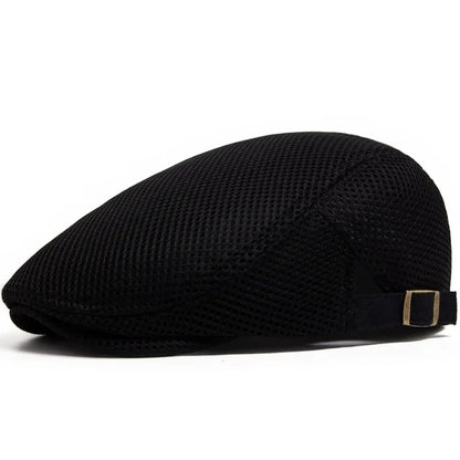 Men Summer Hollow Mesh Beret Breathable Vintage Forward Cap