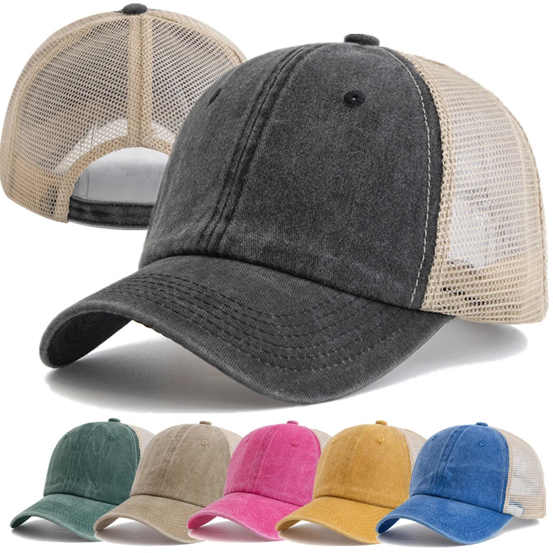 Unisex Colors Plain Baseball Cap Women Men Washed Cotton Cap