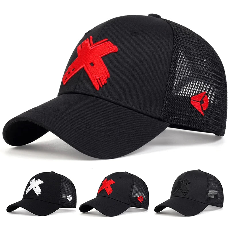 Summer Men Mesh Baseball Cap Outdoor Sport X Letter Baseball Hat for Women