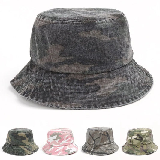 New Washed Cotton Camouflage Bucket Hat For Men And Women Outdoor