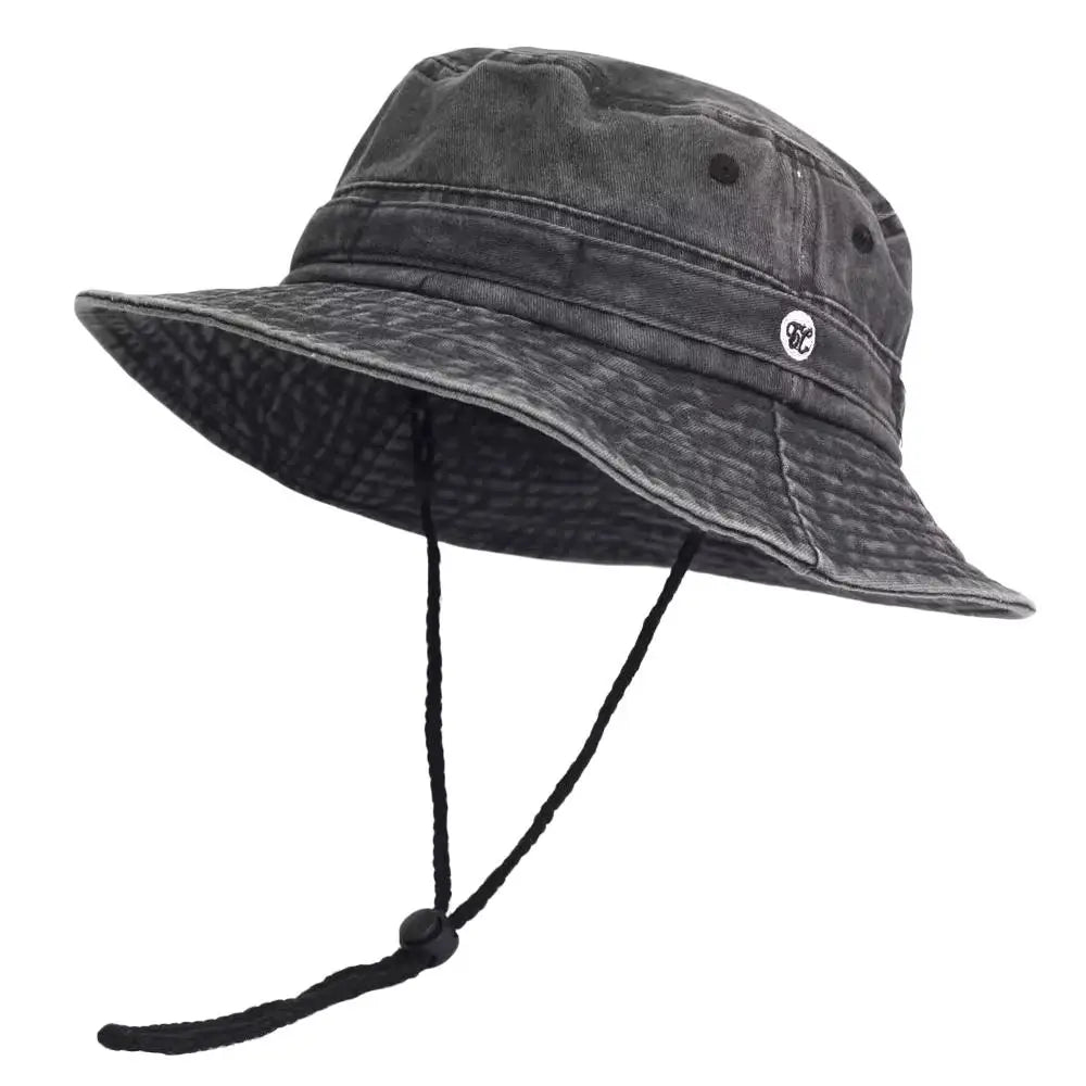 Portable Washed Cotton Bucket Hat Sun Protection Anti-UV