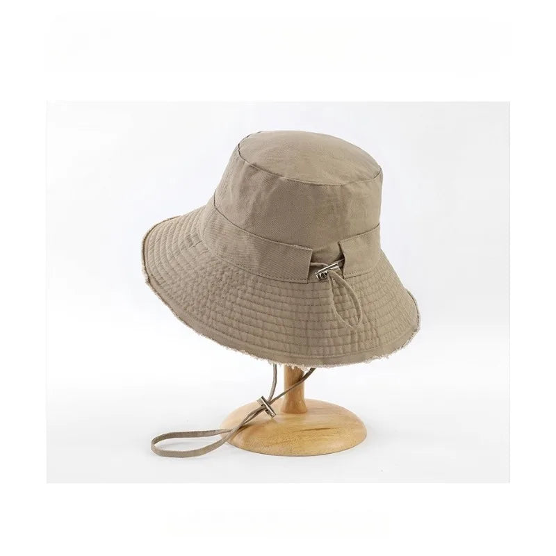 Unisex Large Brim Fringed Fisherman Hat Solid Color