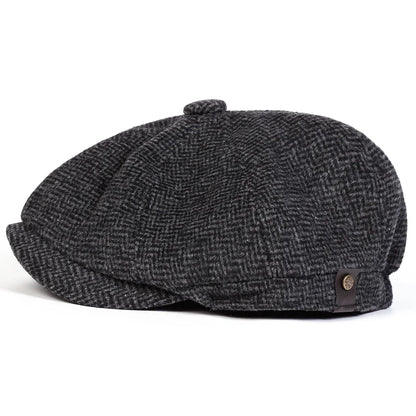 Winter Diamond Check Retro Beret Hat