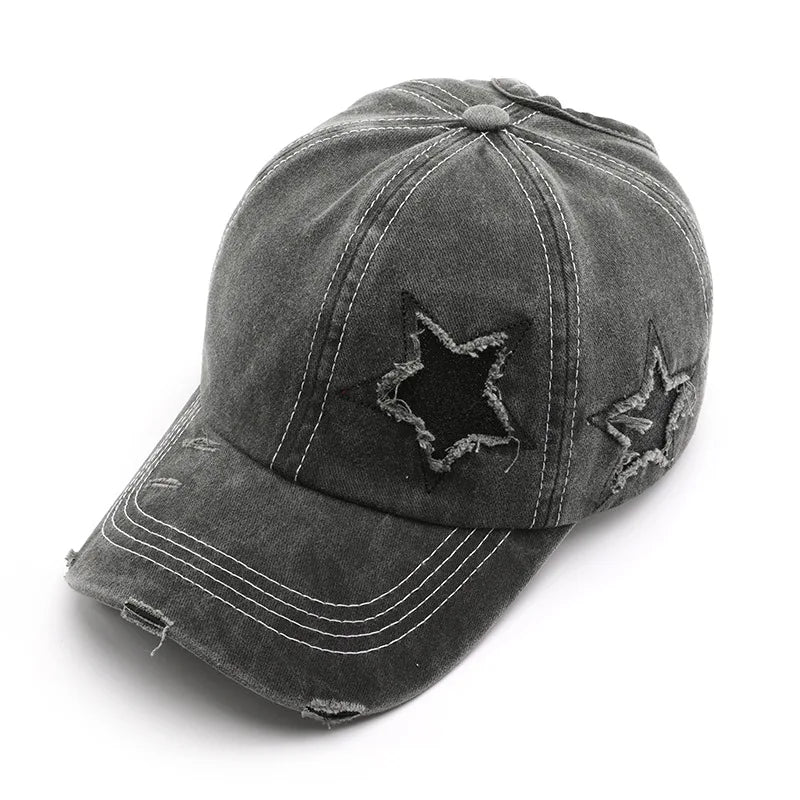 Japanese-Style Women's Personalized Retro Washed Distressed Baseball Cap