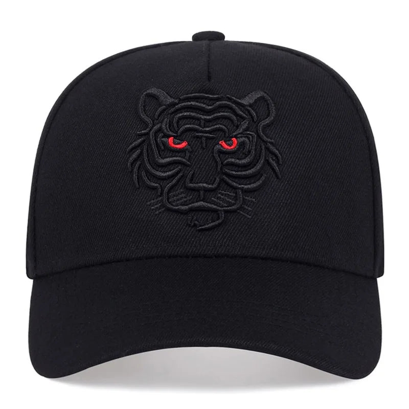 New Cotton Black Tiger Embroidery Baseball Cap Hip Hop Hat Summer Leisure Trucker Caps Unisex Snapback Hats