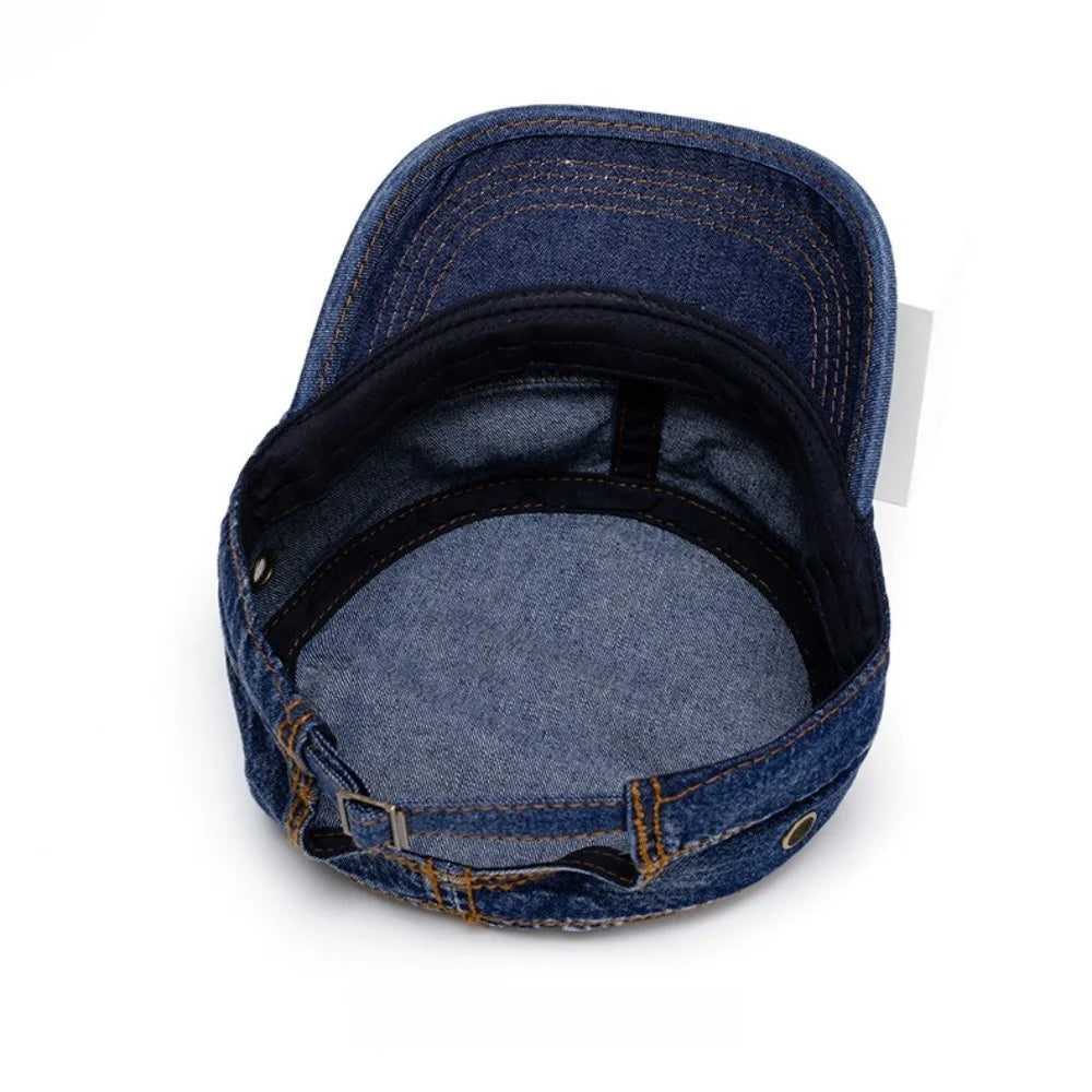 Vintage Washed Cotton Peaked Visor Hat Adjustable