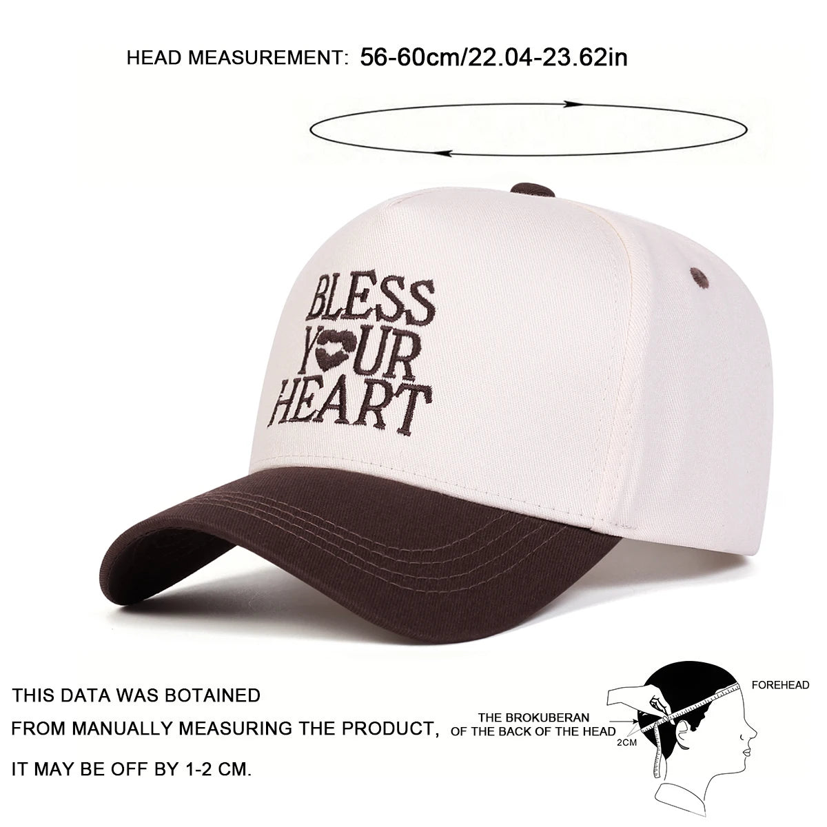 Unisex Bless Your Heart Letter Embroidery Baseball Caps Spring and Autumn