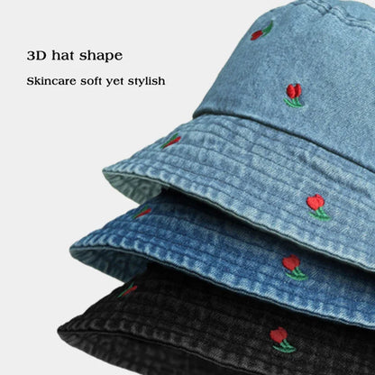 Heart Embroidery Fisherman Caps for Women