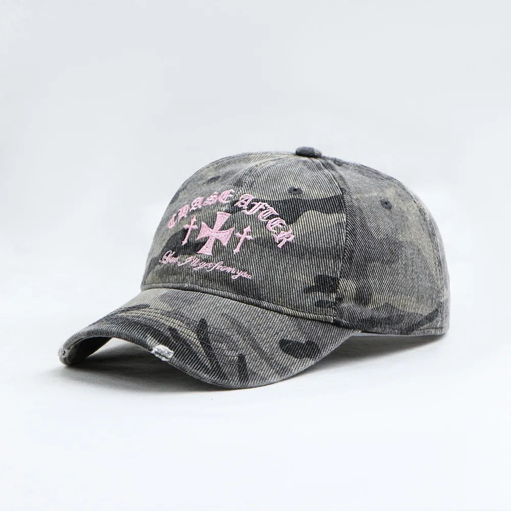 Fashionable and Retro Cross-stitch Camouflage Baseball Cap