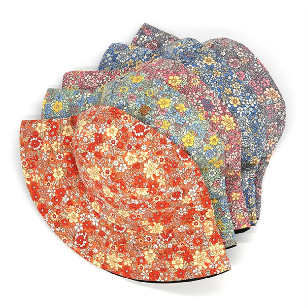 Spring Summer Small Floral Print Bucket Hat