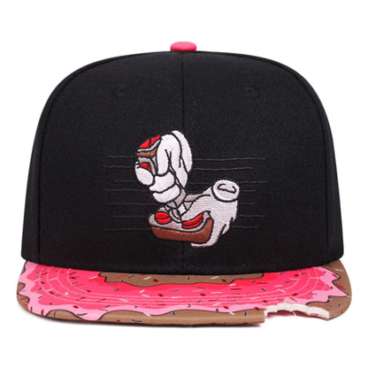 Cartoon Creative Flat Edge Hat Doughnut Game Controller Embroidered Hip Hop Hat Daily Leisure Decoration Baseball Hat
