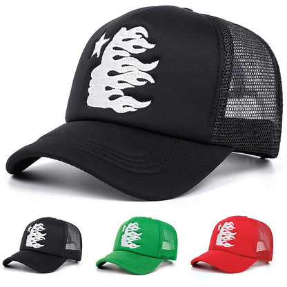 American Style Hip Hop Mesh Sunshade Breathable Baseball Hats Fashion Head Embroidered Duckbill Cap
