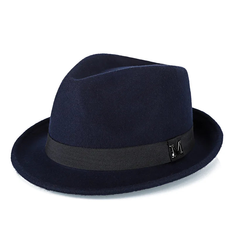 Men Winter Thick Warm Felt Fedora Hats Wool Gentleman Jazz Cap