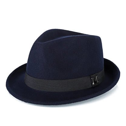Men Winter Thick Warm Felt Fedora Hats Wool Gentleman Jazz Cap