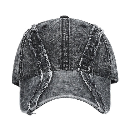 Vintage Hats Hairy Denim Baseball Cap, Washed Black Caps