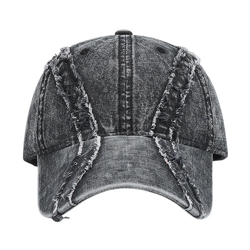 Vintage Hats Hairy Denim Baseball Cap, Washed Black Caps