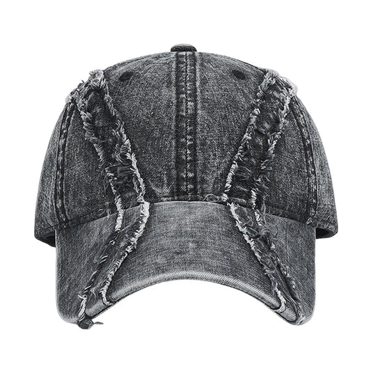 Vintage Hats Hairy Denim Baseball Cap, Washed Black Caps