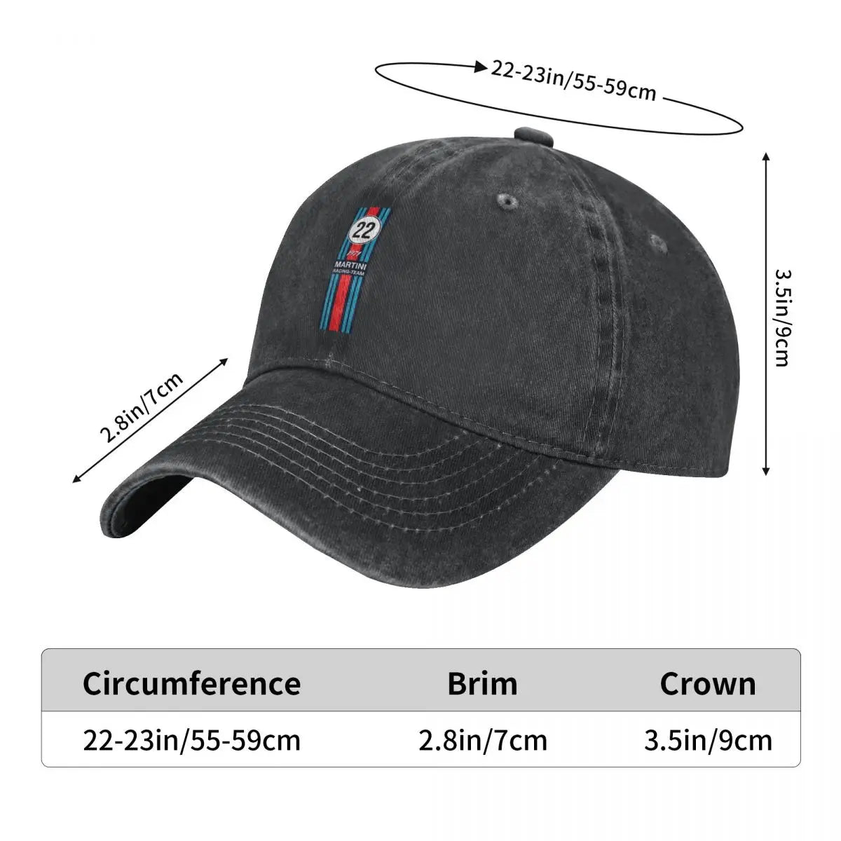 Washed Men's Baseball Cap Racing Team Trucker Snapback Caps Dad Hat Martini Racing Golf Hats