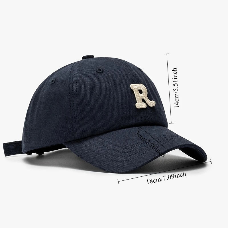 Men's Ladies Embroidered Letter R Baseball Cap