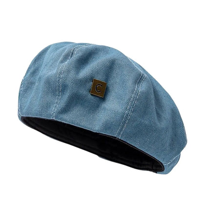 Fashion Denim Women Beret Hat Adjustable Retro Painter Hats