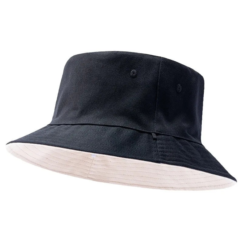 Reversible Bucket Hat Lady Summer Cotton Wide Brim Sun Caps