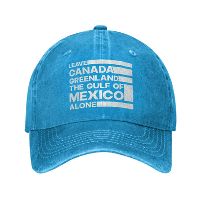 Leave Canada Greenland Gulf Of Mexico Alone Baseball Caps Distressed USA Snapback Cap