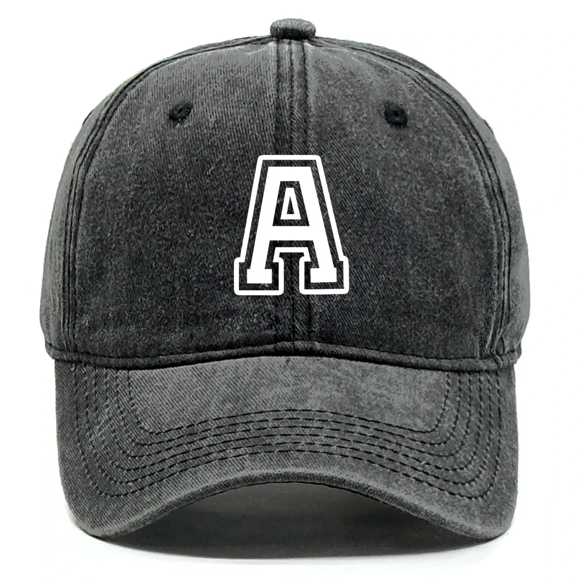 Initial Letter A-Z Print Baseball Cap For Men Women Retro Washed Cotton Dad Hat
