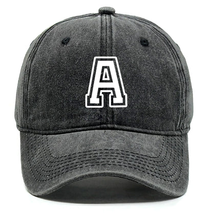 Initial Letter A-Z Print Baseball Cap For Men Women Retro Washed Cotton Dad Hat
