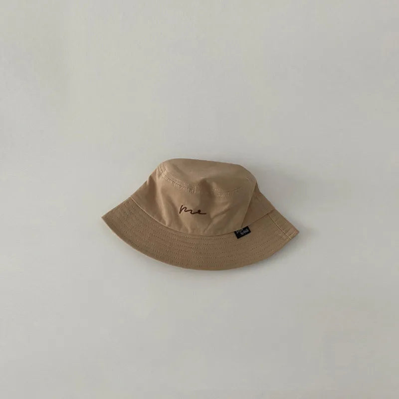 Embroidery Letter Fisherman Hat For Children Sunshade Bucket Cap Solid Cotton Kids Basin Caps 2-6 Year