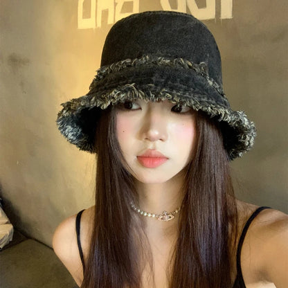 Japanese Washed Rough Edge Denim Bucket Hat