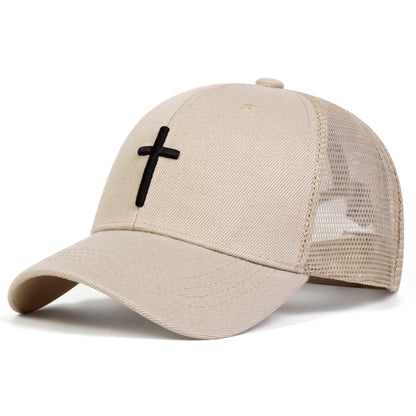 Unisex Cross Embroidery Baseball Net Caps Hip Hop Cap Spring Summer