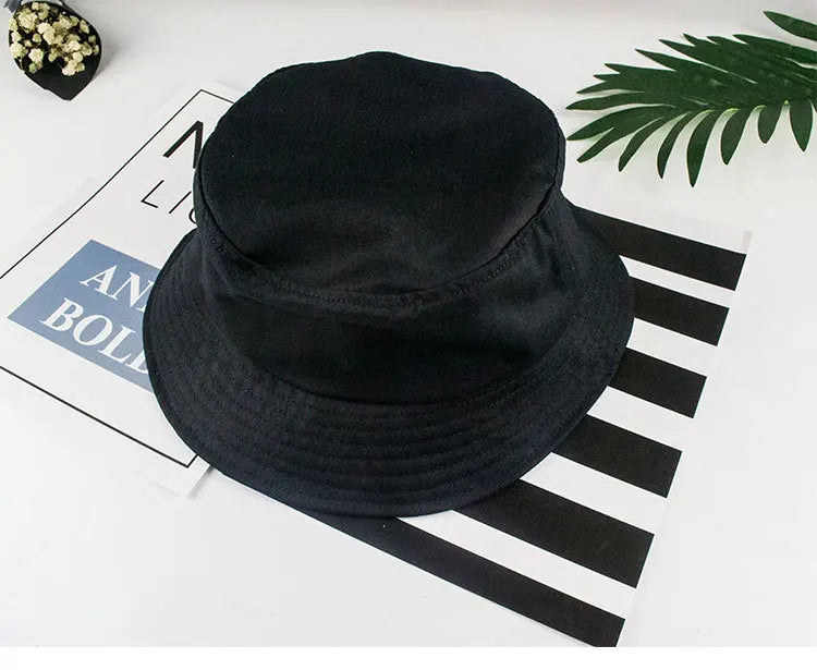 Solid Color Fisherman Hat Korean Trendy Hip Hop Bucket Hat Summer Flat Top Sun Cap Casual Outdoor