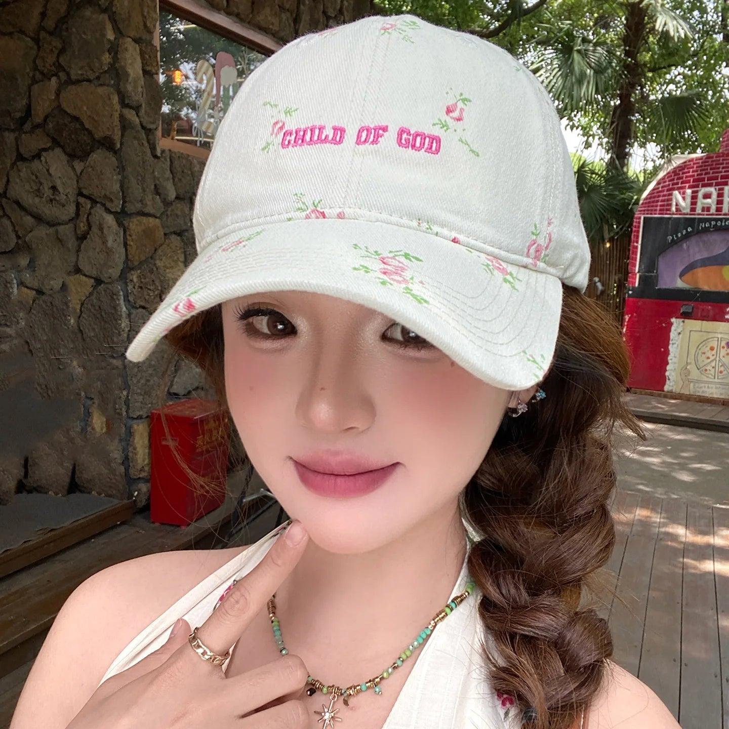 New Pastoral Style Floral Duckbill Cap Girls