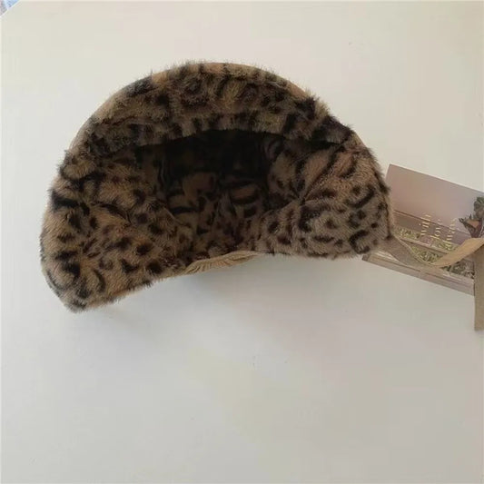 Retro Earmuffs Cap Double-Sided Wearable Leopard Print Ski Hats