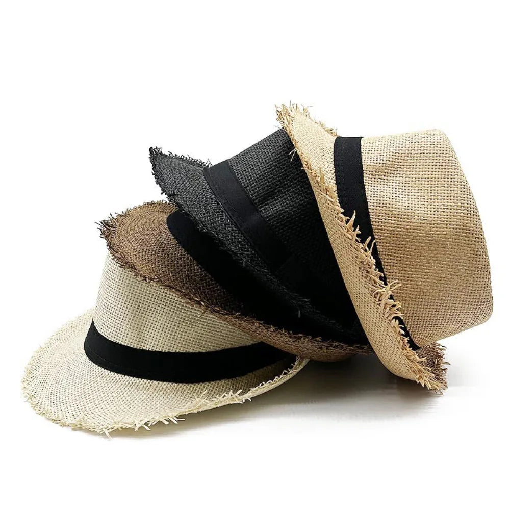 Straw Sun Hat Casual Breathable Cowboy Wide Brim Jazz Hat