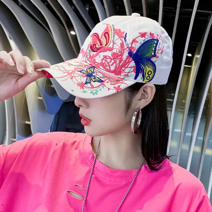 Baseball Cap Women Embroidered Flower Baseball Hat Spring Summer