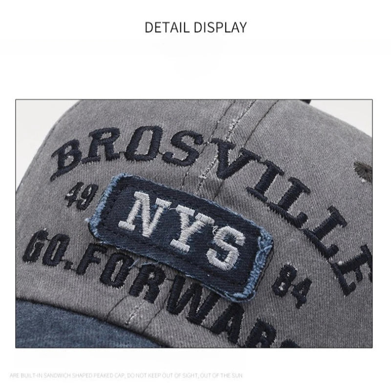 Vintage Washed Cotton Baseball Cap For Men Adjustable