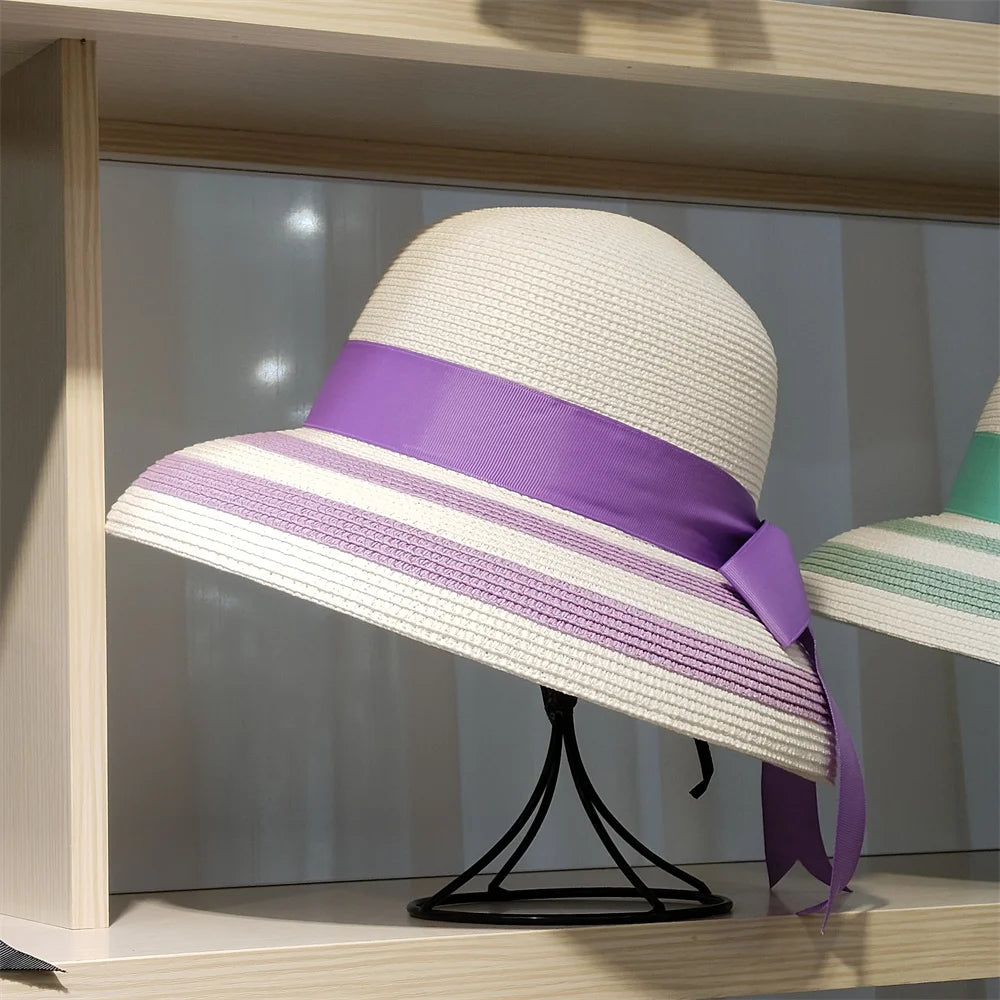 Woolen Rhinestone Solid Color Basin Hat Leisure Outdoor Beach Sun Hat