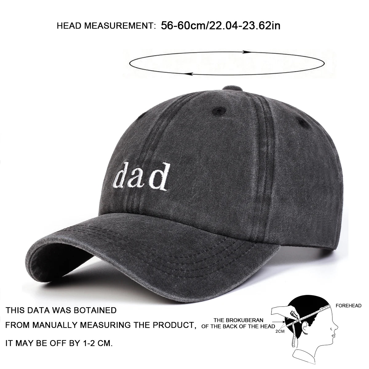 Unisex Mom Dad Letter Embroidery Washed Baseball Cap Spring Autumn