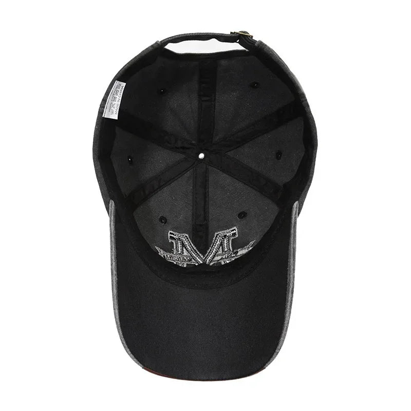 Unisex Baseball Cap M Letter Embroidery Dad Hat Women Men Outdoor Washed Cotton Cap