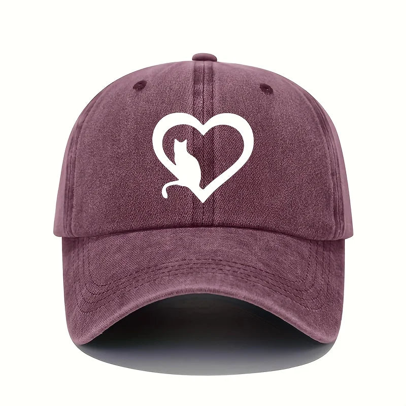 Kitten Print Baseball Cap Retro Lightweight Washed Hat women's for All Seasons
