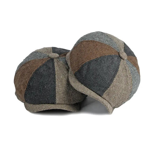 Spring Cotton Patchwork Newsboy Caps Flat Peaked Cap Men And Women