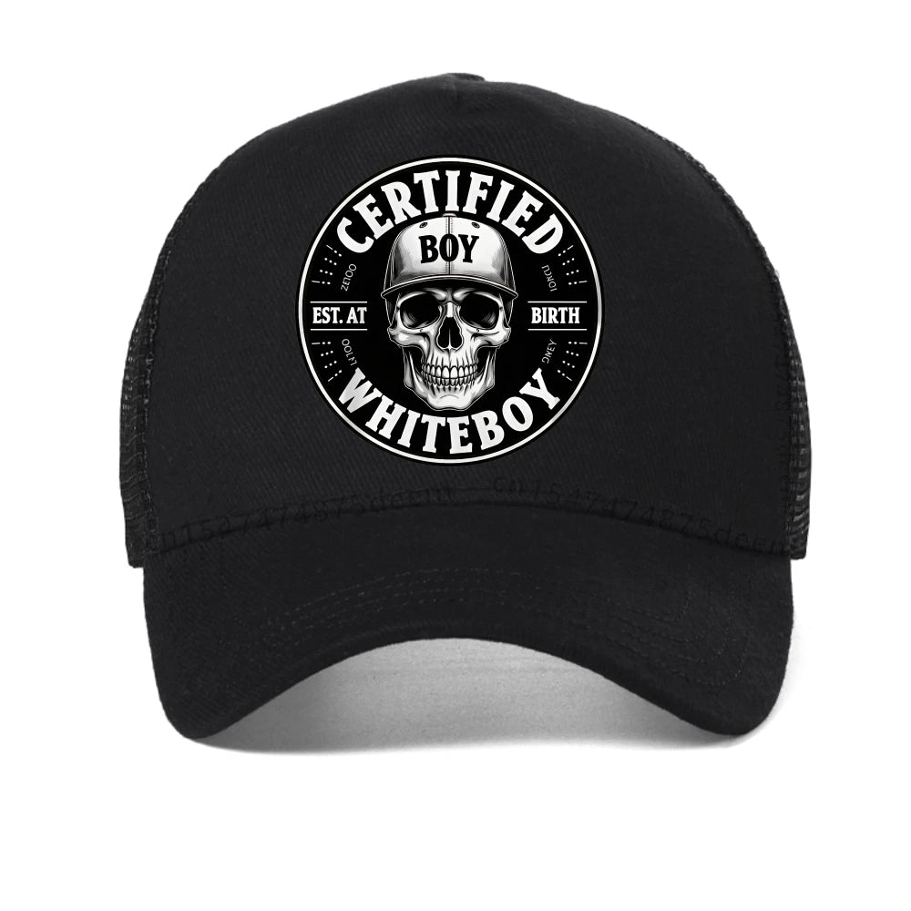 Certified Bold Skull Whiteboy Printed Baseball Cap Men Women Summer