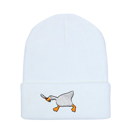 Big Goose Embroidered Knitted Hat For Winter And Winter Warmth