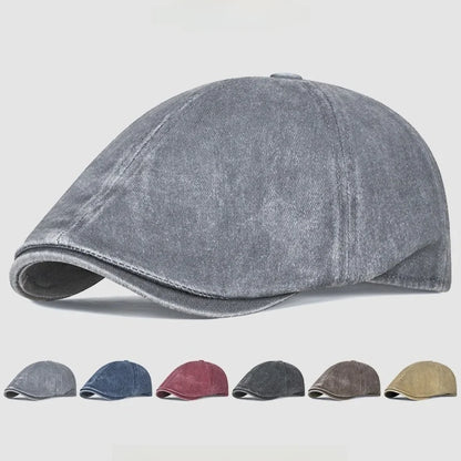 Side Letter Sticker Newsboy Cap Cotton Solid Color Duckbill Hats